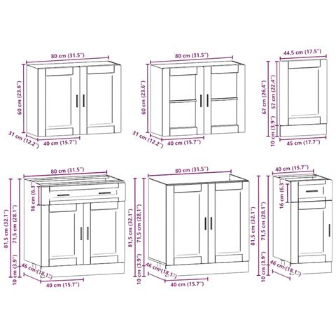 Set Mobili da Cucina 7 pz Kalmar Rovere Fumo Legno Multistrato - Foto 9