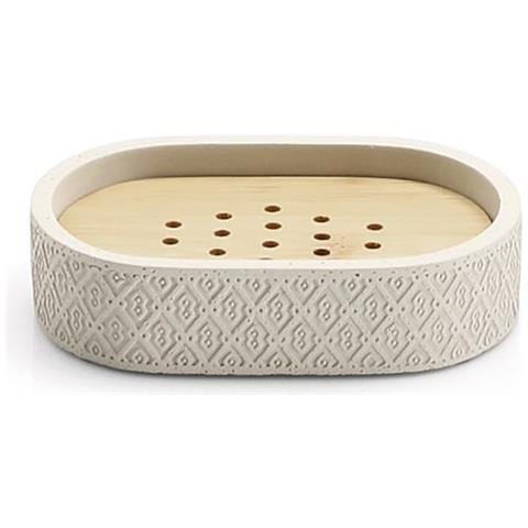 Portasapone D'appoggio In Cemento E Bambù 4911 Serie Afrodite Grigio - Foto 1