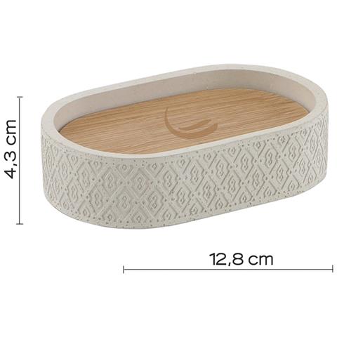 Portasapone D'appoggio In Cemento E Bambù 4911 Serie Afrodite Grigio - Foto 2