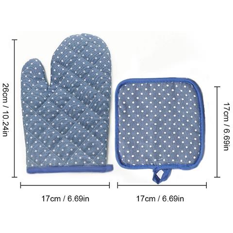 Set Di Guanti E Presine Per Forno A Microonde Da Cucina - Protezione Termica Darkblue - Foto 1