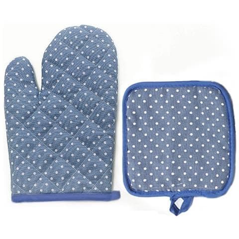 Set Di Guanti E Presine Per Forno A Microonde Da Cucina - Protezione Termica Darkblue - Foto 2