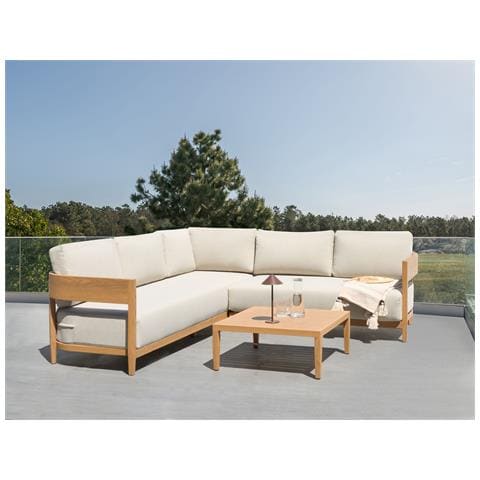 Set Di Divani Angolari Da Giardino 5 Posti Sampieri Lato Sinistro Metallo Marrone Chiaro - Foto 1