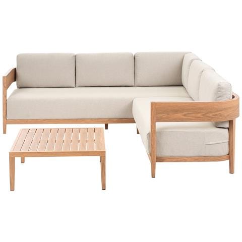 Set Di Divani Angolari Da Giardino 5 Posti Sampieri Lato Sinistro Metallo Marrone Chiaro - Foto 2