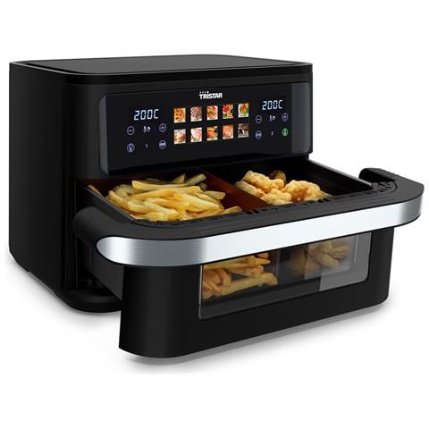 Doppia 10 L Indipendente 2800 W Friggitrice ad aria calda Nero, Acciaio inox - Foto 5