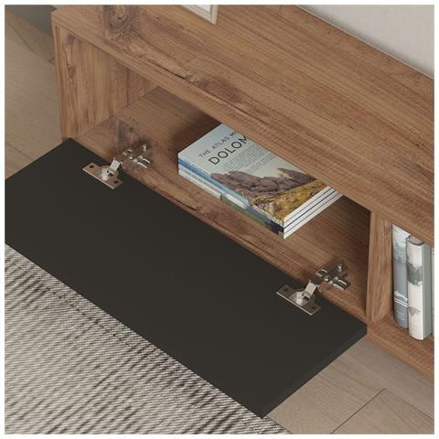 Ova Porta Tv Asimmetrico Grigio Antracite Con Armadio Effetto Legno 120 Cm - Foto 5