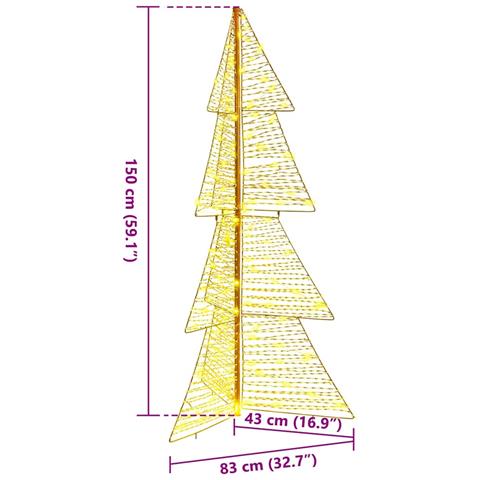Albero di Natale con 160 LED Bianco caldo 150 cm PET - Foto 8