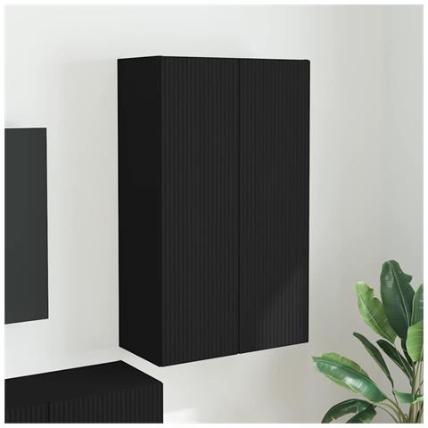 Mobile TV da parete Nero 59,5 x 31 x 100 cm Legno multistrato - Foto 2