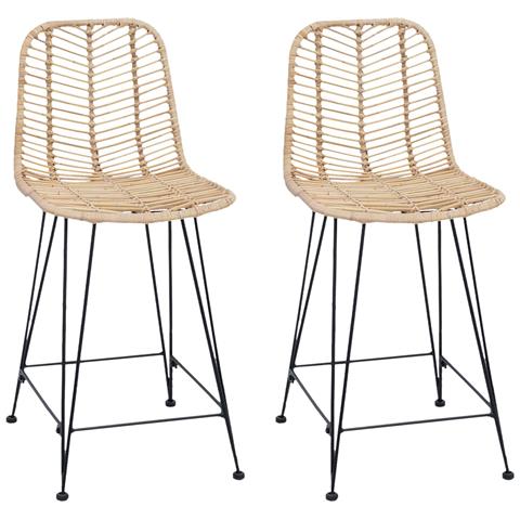 Sedia da Bar 2 pcs Naturale 44,5 x 54,5 x 97,5 cm - Foto 1