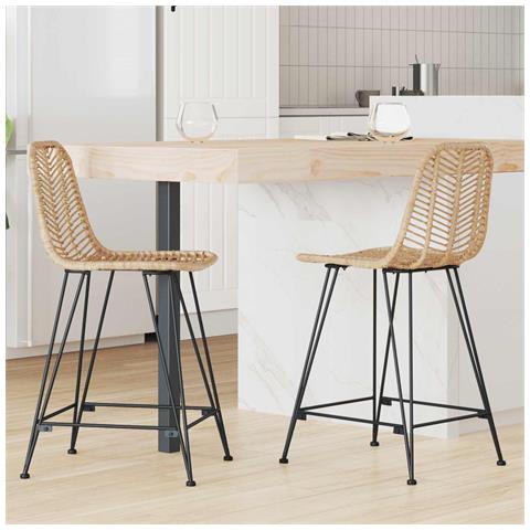 Sedia da Bar 2 pcs Naturale 44,5 x 54,5 x 97,5 cm - Foto 2