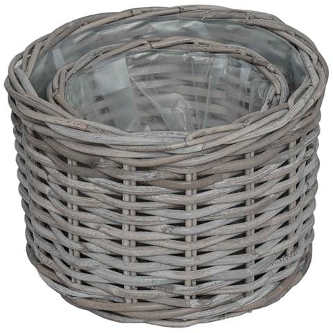 Cestino per Piante con archiviazione 2 pcs Grigio Rattan Kubu - Foto 9