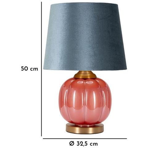 Lampada Da Tavolo Helene Ball In Vetro Rosso E Blu Con Paralume In Tessuto - Foto 6