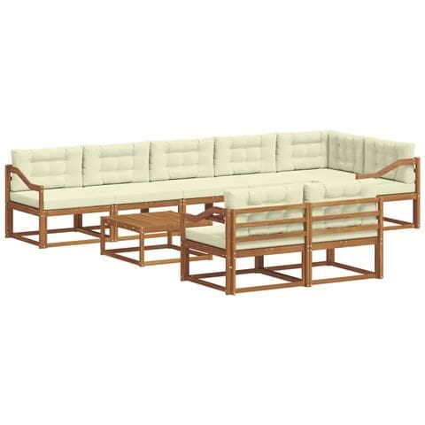 Set di divani da esterno con cuscino 9 pcs Naturale e Crema - Foto 1
