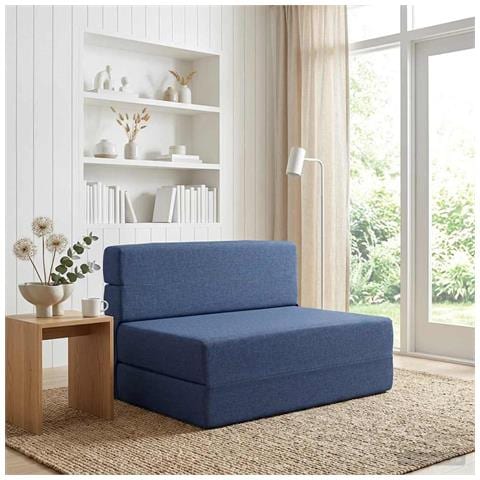 Divano Letto Pieghevole Blu 70 x 72 x 60 cm Tessuto - Foto 2