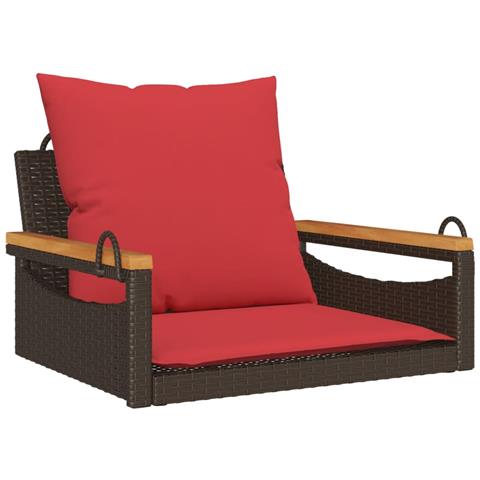 Panchina Dondolo con Cuscini Marrone 63x62x40 cm in Polyrattan - Foto 1