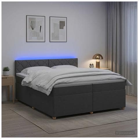 Letto box spring con materasso Grigio Scuro 200 x 200 cm - Foto 2