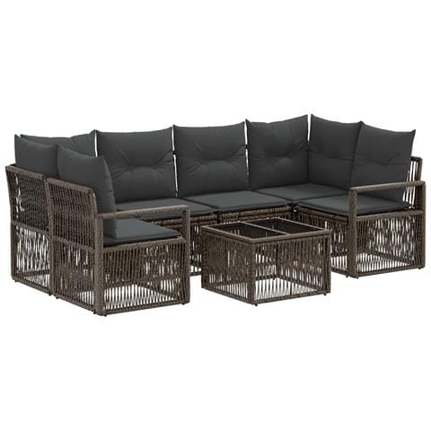Set Divano da Giardino 7 pz Grigio polyrattan - Foto 1