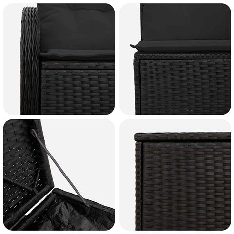 Set di divani 5 pz Nero Rattan sintetico e Acciaio - Foto 2