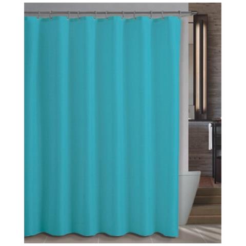 TENDA DOCCIA in POLIESTERE 240X200 cm AZZURRO con ganci - Foto 2