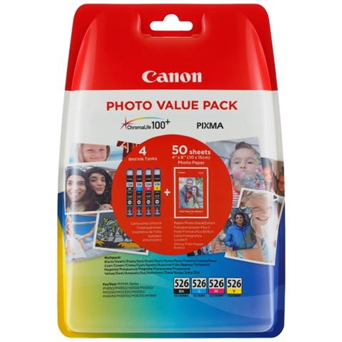 CLI-526 Photo Value Pack C / M / Y / BK PP-201 10x15 cm 50 p. - Foto 1