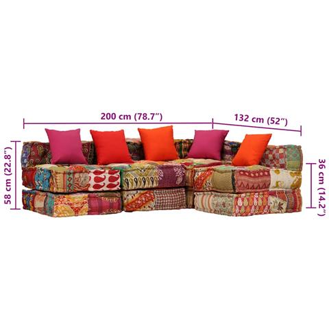 Divano Letto Modulare A 4 Posti In Tessuto Patchwork - Foto 10