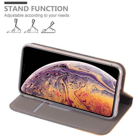 Custodia Compatibile Con Apple Iphone Xs Max In Grigio Chiaro Marrone - Coperchio Protettiva Con Chiusura Magnetica, Funzione Stand E Tasca Per Le Carte - Foto 9