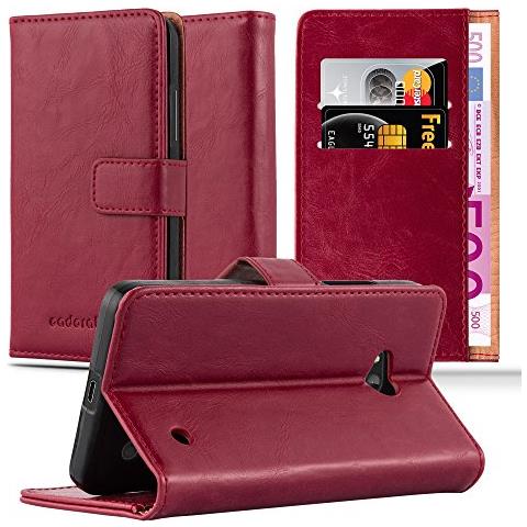 Custodia Compatibile Con Nokia Lumia 640 In Rosso Vinaccia - Coperchio Protettiva Con Chiusura Magnetica, Funzione Stand E Tasca Per Le Carte - Foto 1