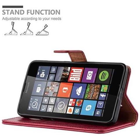 Custodia Compatibile Con Nokia Lumia 640 In Rosso Vinaccia - Coperchio Protettiva Con Chiusura Magnetica, Funzione Stand E Tasca Per Le Carte - Foto 7