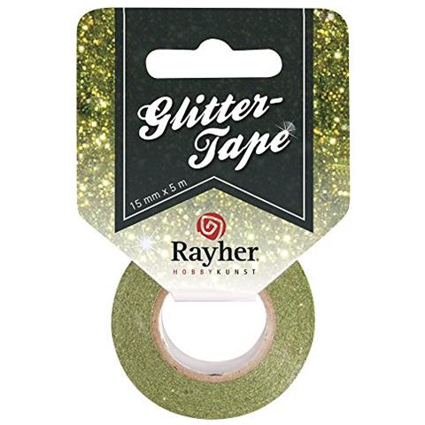 Rayher 59925426 glitter Tape, 15 mm, Rotolo 5 m, Immergruen - Foto 2