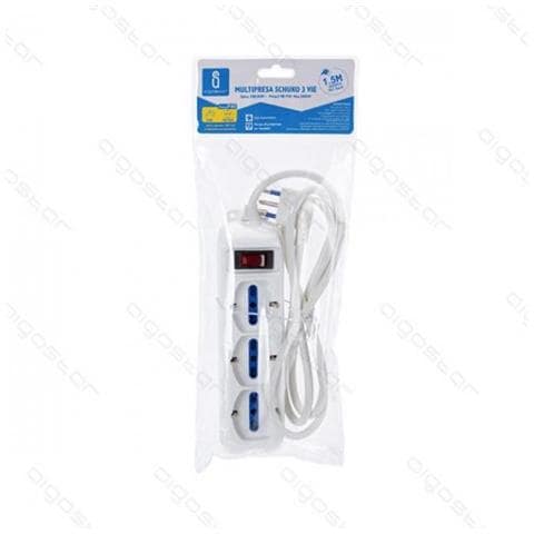 Multipresa Ciabatta Elettrica Schuko 4 Posti Con Interruttore Generale Cavo Da 1,5 Metri Spina 16a 250v 2500w Protezione Bambini - Foto 1