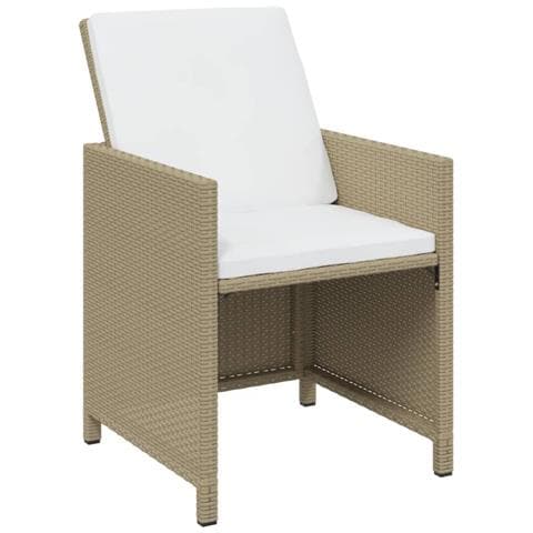 Set Da Pranzo Per Giardino 19 Pz Con Cuscini Polyrattan Beige - Foto 10