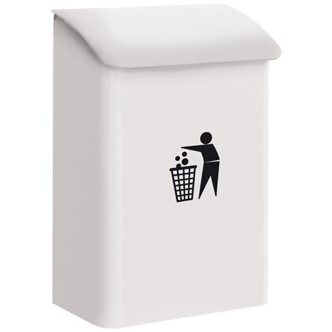E6101 Cestino Portarifiuti A Muro Per Garage, Interni, Aree Comuni, Cestino Da Parete In Acciaio, 18 L, Bianco - Foto 1
