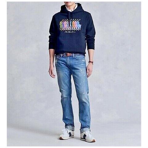 Ralph Lauren Uomo Felpa Con Cappuccio Polo E Big Pony Polsini A Coste Tg L - Foto 3