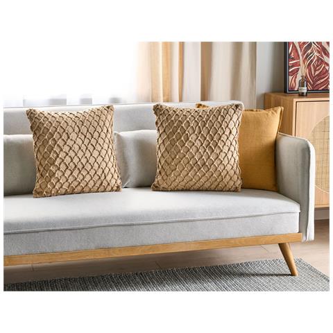 Set Di 2 Cuscini Collomia Bouclé 45 X 45 Cm Beige Trama Geometrica - Foto 1
