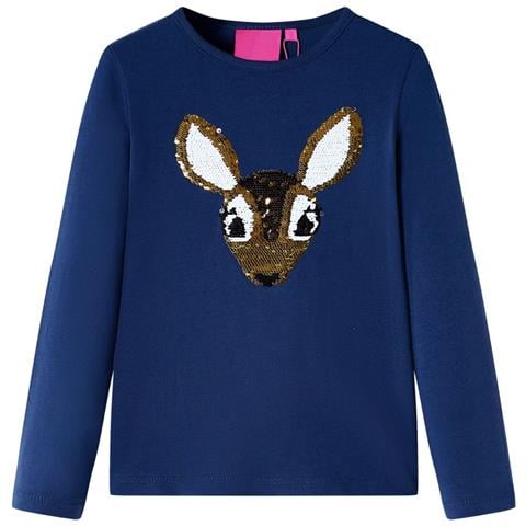 Maglietta Da Bambina Maniche Lunghe Blu Marino 92 - Foto 1