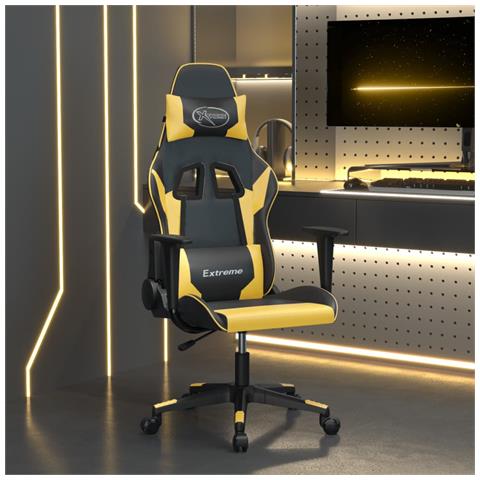 Sedia Da Gaming Massaggiante Nero E Oro In Similpelle - Foto 1