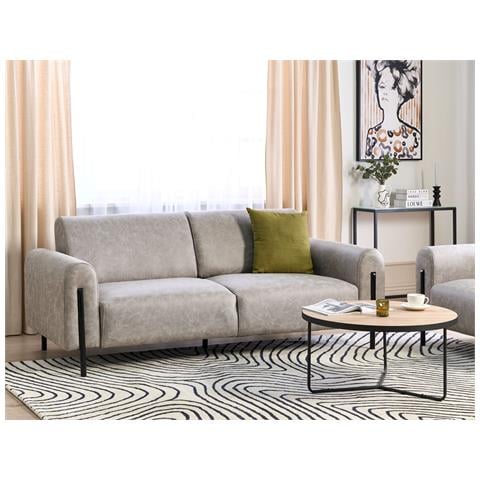 Divano 3 Posti Askim Tessuto Grigio Chiaro - Foto 1