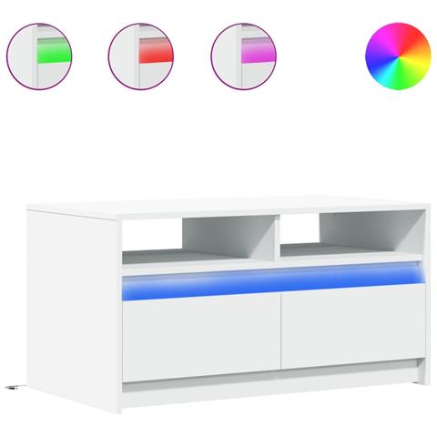 Tavolino Da Salotto Con Luci Led Bianco In Truciolato - Foto 2