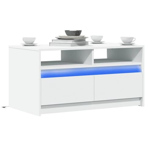 Tavolino Da Salotto Con Luci Led Bianco In Truciolato - Foto 1