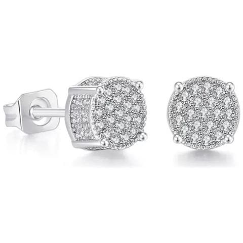 1 Paio Di Versatili Orecchini A Bottone Rotondi In Zircone Silver - Foto 1