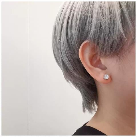 1 Paio Di Versatili Orecchini A Bottone Rotondi In Zircone Silver - Foto 2