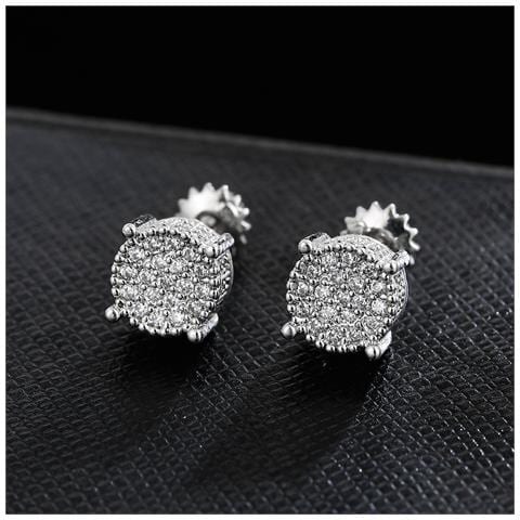 1 Paio Di Versatili Orecchini A Bottone Rotondi In Zircone Silver - Foto 3