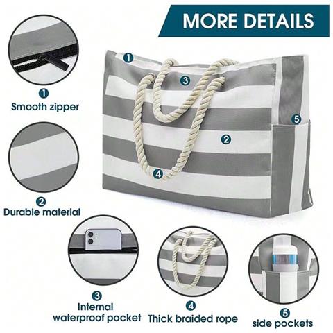 Borsa Da Spiaggia Impermeabile Di Grande Capacità - Foto 2
