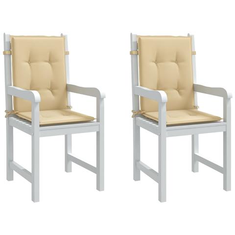 Cuscini Sedia Schiena Bassa 2 Pz Beige Mélange 100x50x4 Tessuto - Foto 1