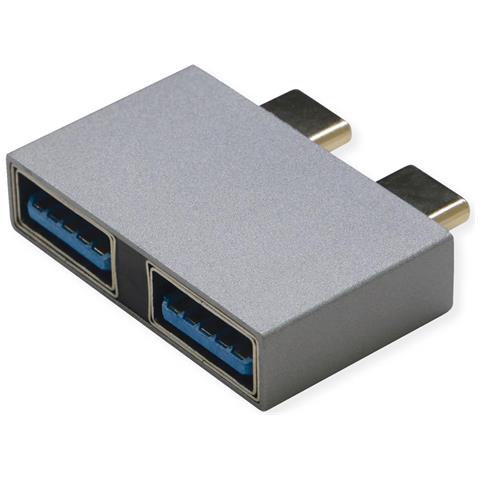 Adattatore 2x USB-C a 2x USB 3.0 A Argento - Foto 1
