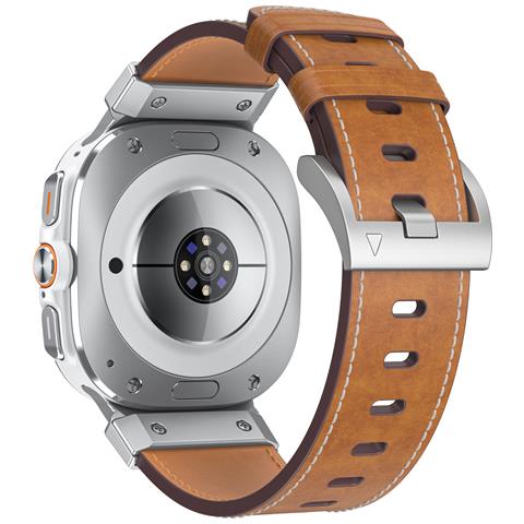 Cinturino In Vera Pelle Con Connettore Argentato Per Samsung Watch 7 Ultra 47mm Brown - Foto 2