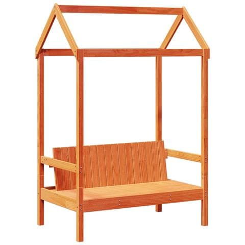 Panca Con Tetto Marrone Cera 117,5x70x176,5 Cm In Legno Di Pino - Foto 2