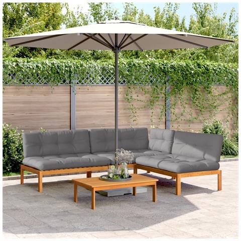 Set Divani Pallet Giardino 4pz Cuscini Legno Massello Acacia - Foto 1