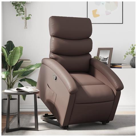 Poltrona Alzapersona Reclinabile Marrone In Similpelle - Foto 1