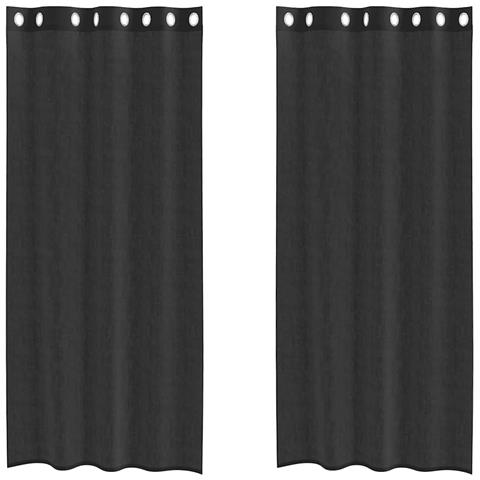 Tende In Voile Con Occhielli 2 Pz Nero 140x225 Cm - Foto 2