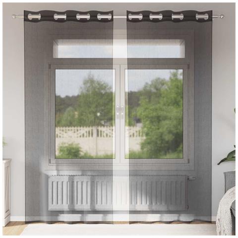 Tende In Voile Con Occhielli 2 Pz Nero 140x225 Cm - Foto 1